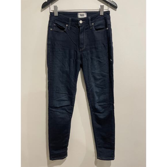 PAIGE Denim - Paige High Waisted 5 Pocket Dark Wash Denim Skinny Jeans Blue Women's Size 27